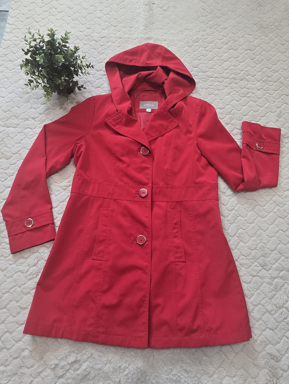 Croft & Barrow Red Hooded Lightweight Jacket, Size Medium